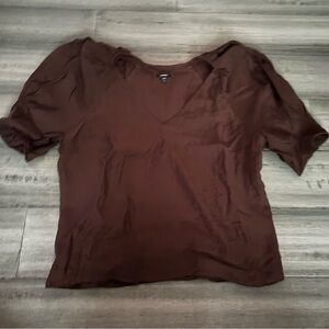 Express Chocolate Brown Short Sleeve Blouse
